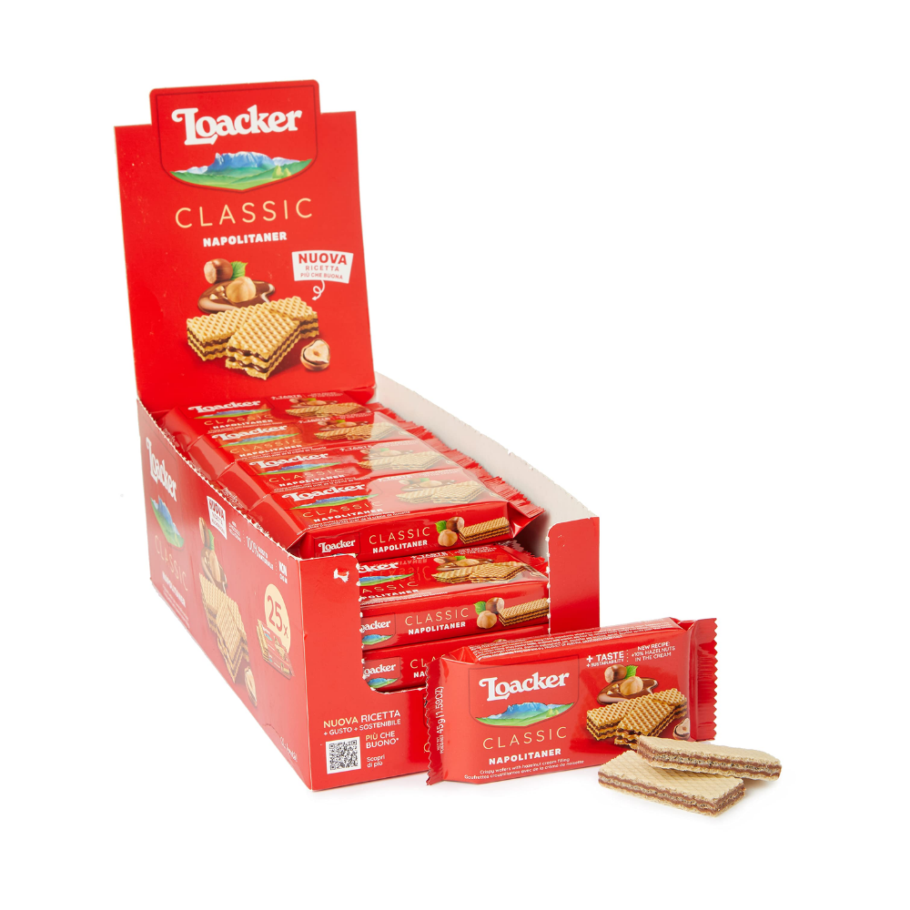Loacker Hazelnut Crispy Wafers 45g (Pack of 25)