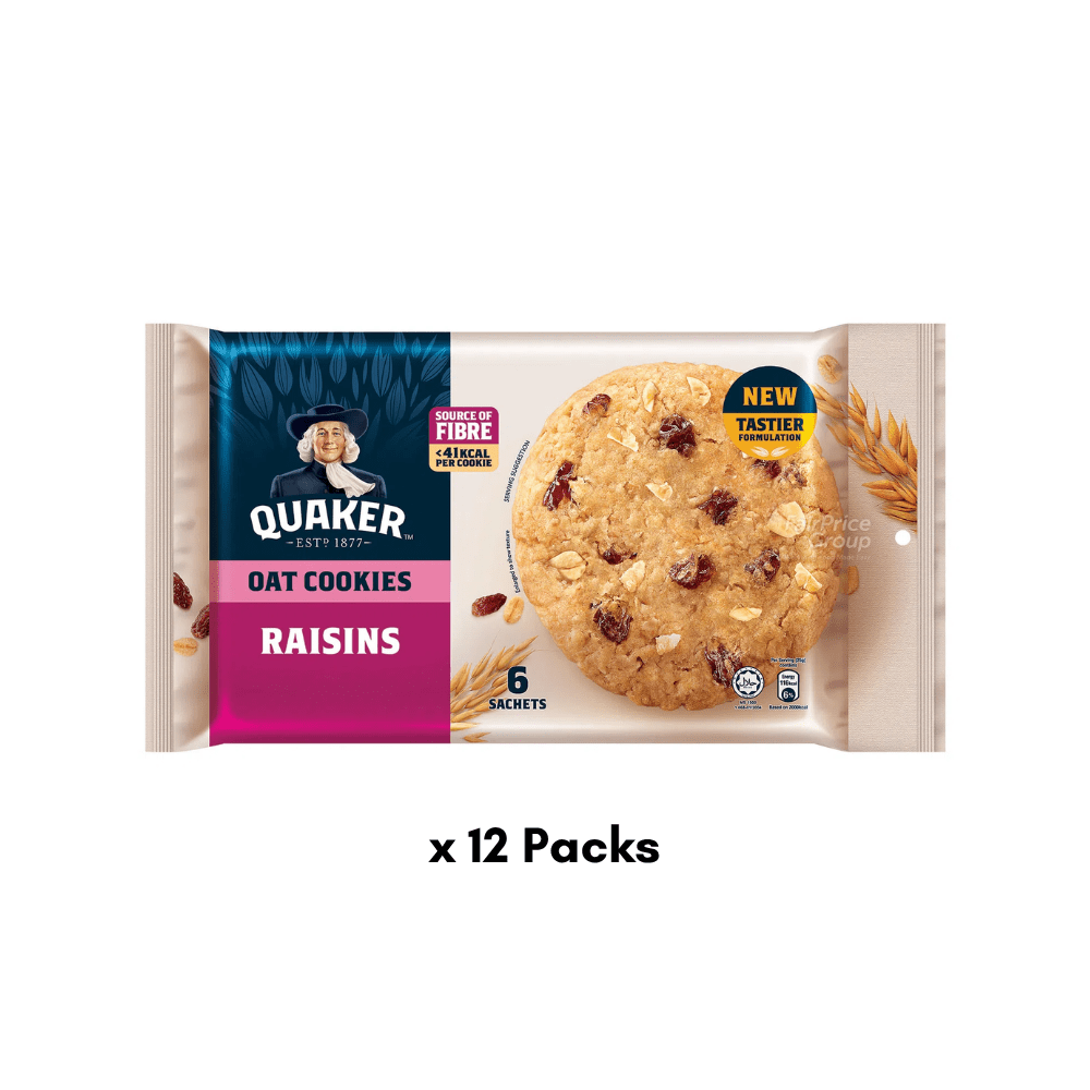 Quaker Oatmeal Cookies Raisin 25g x 6 (Pack of 12) - Happy Pantry Express
