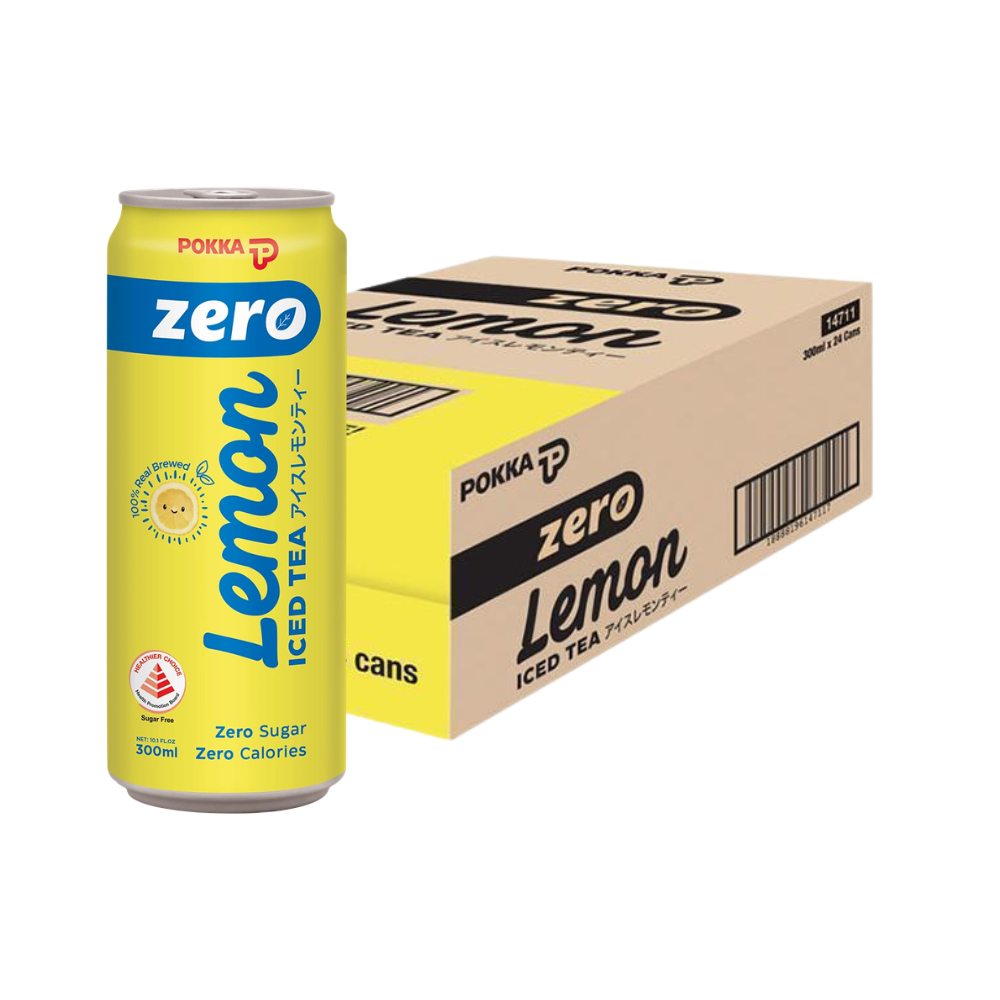 Pokka Ice Lemon Tea Zero Sugar Canned 300ml (Pack of 24)