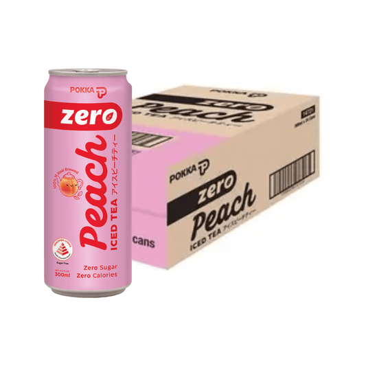 Pokka Ice Peach Tea Zero Sugar Canned 300ml (Pack of 24) - Happy Pantry Express
